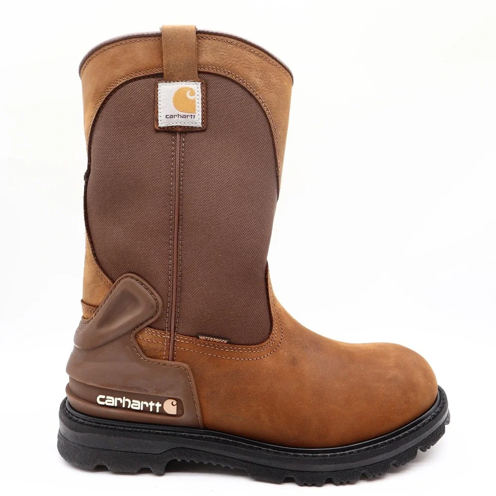 Carhartt Work Boots Mens 10.5 M Brown Leather Waterproof Wellington CMP1100 NIB
